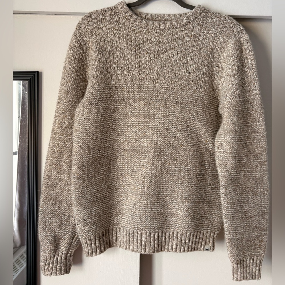 Fat Face Men's Wool Blend Beige Crewneck Sweater